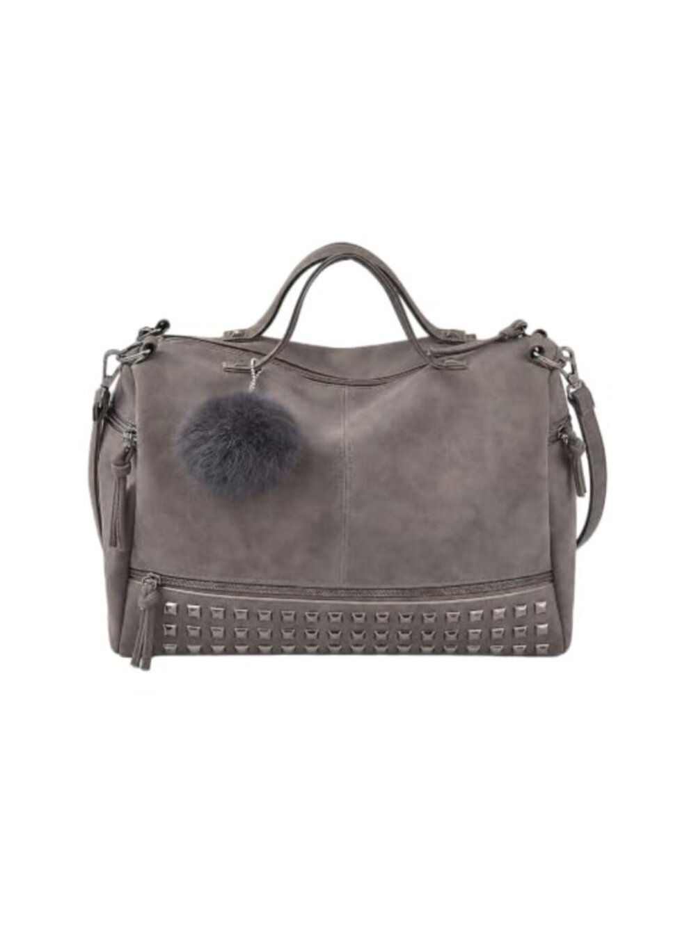 Studded Tote Bag Soft PU Leather Shoulder Crossbody Purse Multi Pocket Handbag